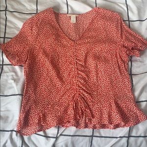 H&M red floral top